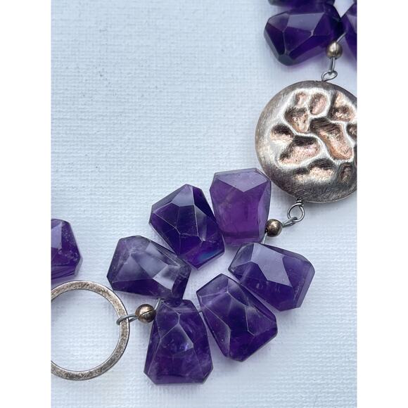 Deb Guyot Signed Amethyst Necklace Sterling Silver - Picture 6 of 7